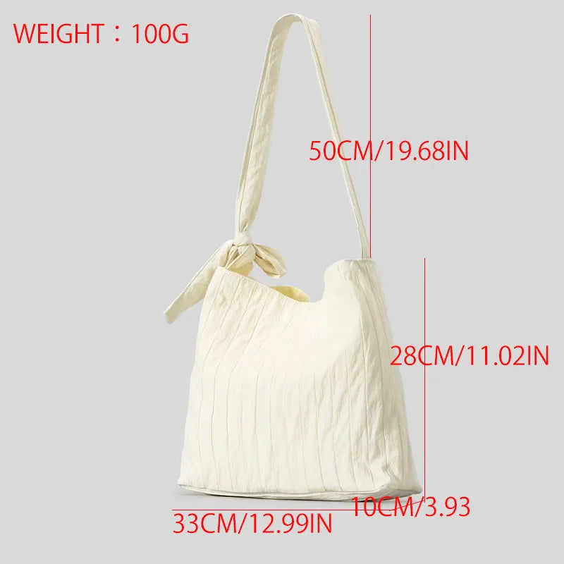 eybag Candy Color Ruched Canvas Tote Bag Knotted Women Shoulder Bags Casual Large Capacity Bag Simple Big Shopper Purses 2024