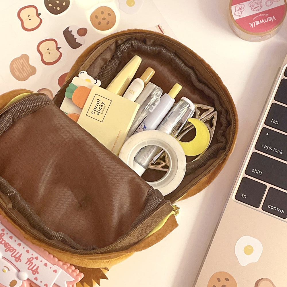 eybag Funny bread cute pencil case plush creative pencil bag School stationery bag Children pen case prizes gifts Student pencil cases