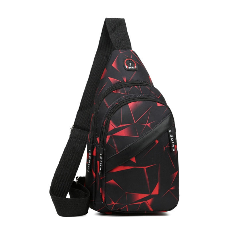 eybag Geometric Print Oxford Cloth Casual Crossbody Bags Husband Backpack Sports Travel Outdoor Light Lovers Chest Bags Shoulder Bags