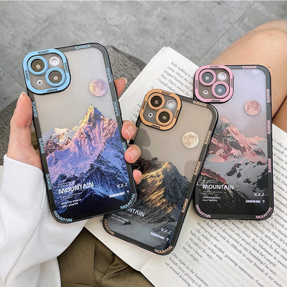 eybag Aesthetic Snow Mountain Transparent Phone Case For iPhone 13 12 11 Pro Max X XR XS Luxury Clear Soft Silicone Shockproof Cover