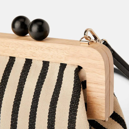 eybag - Vintage Striped Wooden Clip Bags shell bag luxury  shoulder bags women messenger crossbody bag women canvas handbags