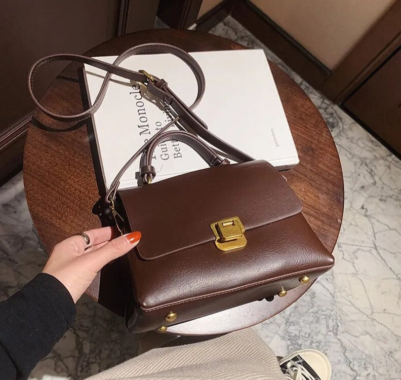 eybag - Retro Handbags For Women Flap Shape Pure Color Shoulder Crossbody Bags With Golden Hasp 2023 Designer Luxury Messenger Bag