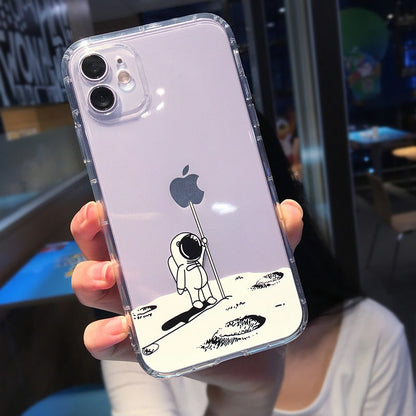 eybag Cute Cartoon Astronaut Star Space Phone Case For iPhone 11 13 Pro MAX XS XR X 12 7 8 Plus Clear Soft TPU Shockproof Back Cover