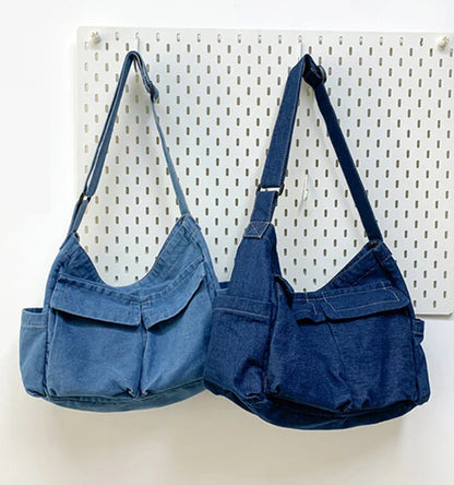 eybag Women Denim bag Korean version of literary shoulder bag handbag retro large capacity Messenger bag women crossbody bag