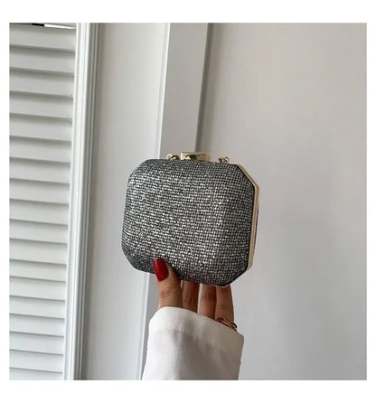 eybag Women's Luxury Shiny Diamond Evening Bag Box Shape Banquet Handbag Ladies Trend Rhinestone Party Bling Purse Money Clutch