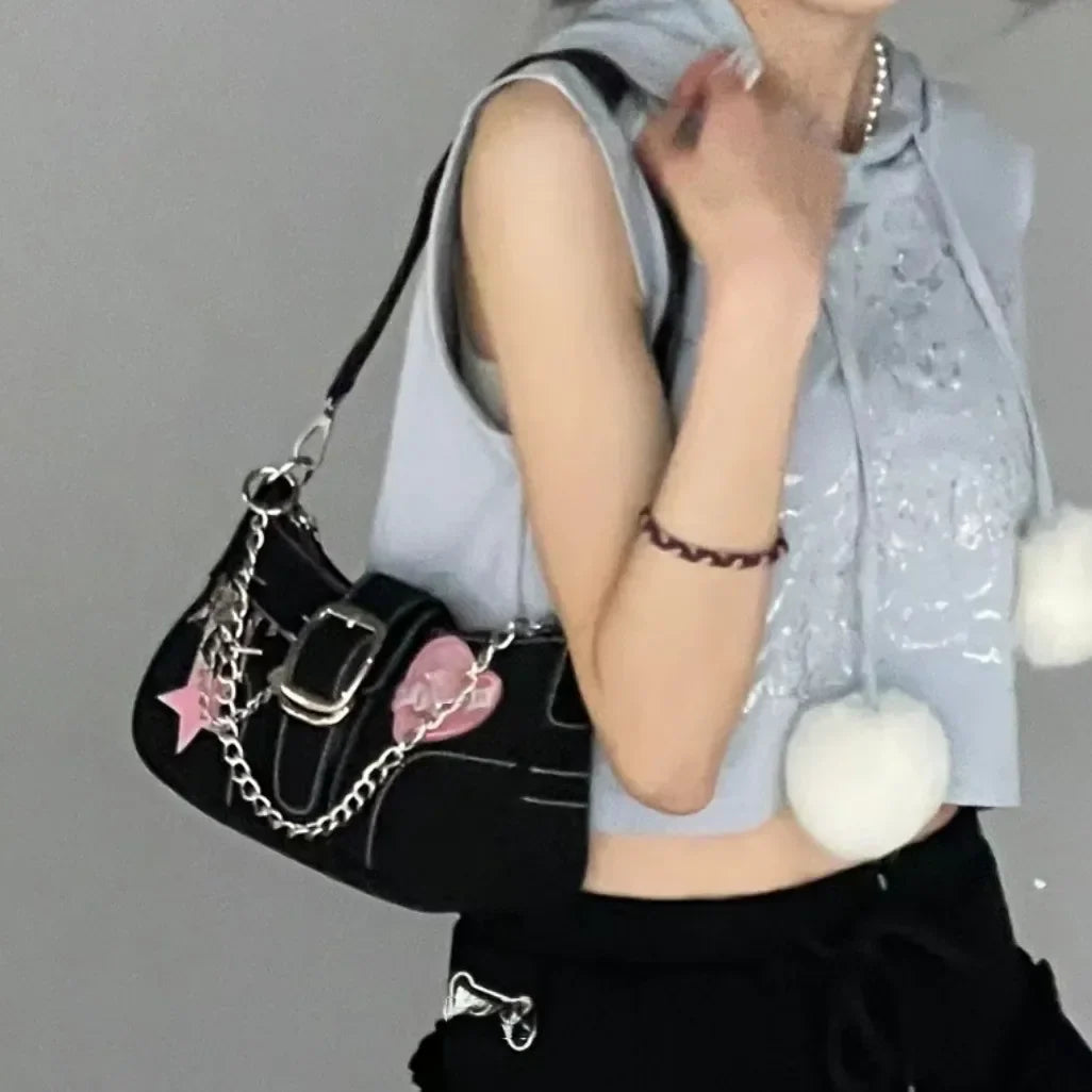 eybag Y2K Cross Decor Underarm Bag: Stylish Chain Shoulder Bag for Modern Women, Fashionable Pink Handbags and Purses