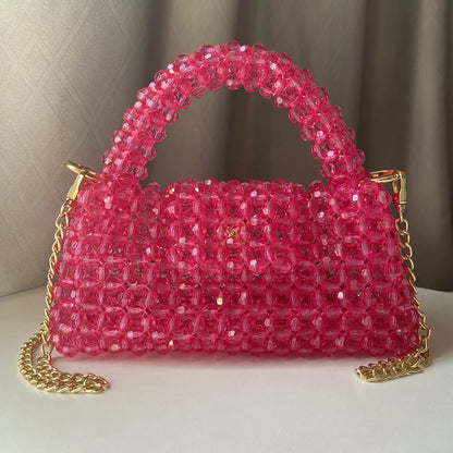 eybag Handmade Bead Bag Big Hand-Woven Handbags Unique Designer Ladies Party Bag Top-handle Phone Purses and Handbags