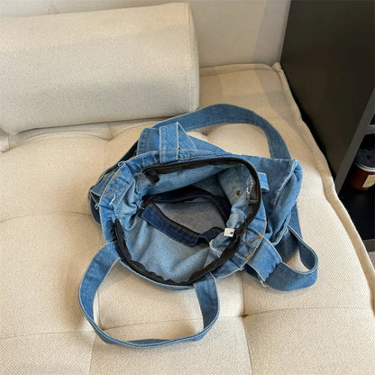 eybag Denim Cloth Women Shoulder Bag Girl Light Blue Canvas Fabric Handbag Women Casual Tote Canvas Crossbody Bag For Women