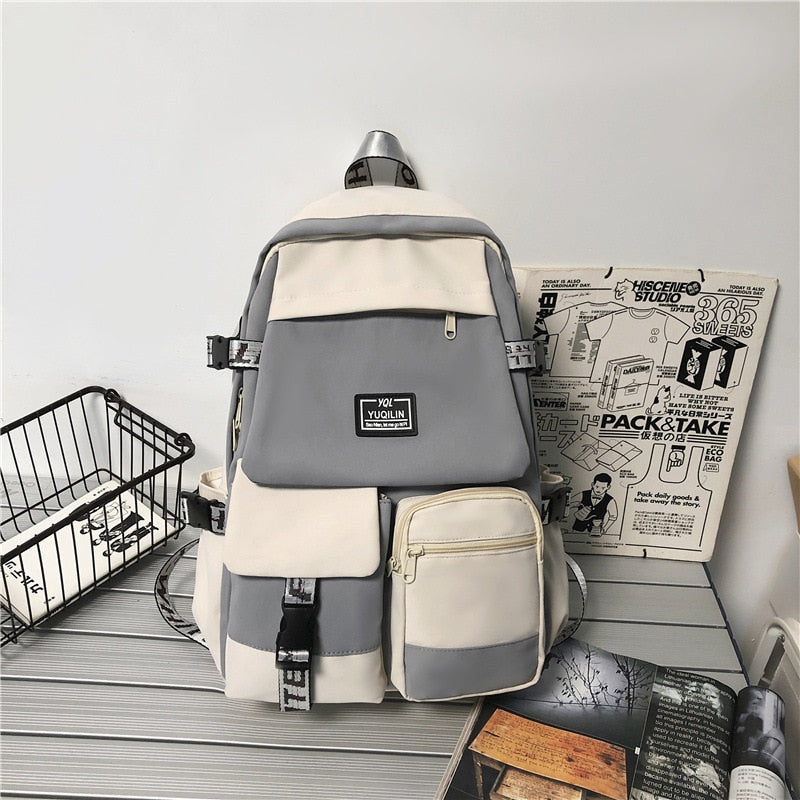 eybag Boys fashion large-capacity school bag new Korean nylon backpack girls computer travel leisure street university book backpack