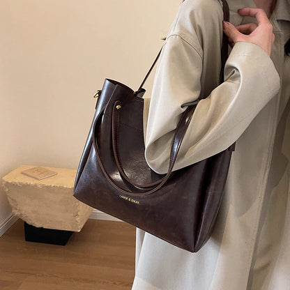 eybag Fashion Trend Leather Tote Bag for Women Female Simple Large High Capacity Shoulder Side Bag Handbags and Purses