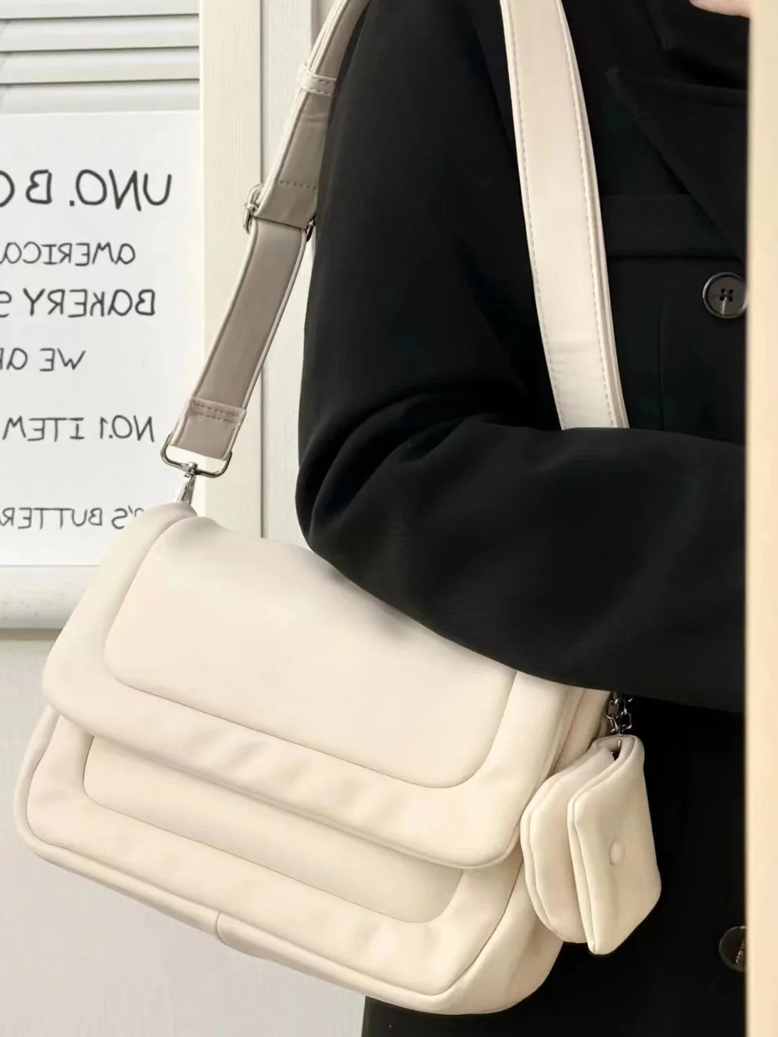 eybag Harajuku Soft Messenger Bag Women Leather Large Capacity Casual Cloud Crossbody Bags Ladies Vintage White Handbag