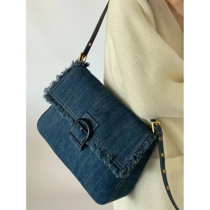 eybag Women's Handbags Trend Summer Denim Shoulder Bag Vintage Female Casual Tote Flap Y2K Ladies Handbag Crossbody Bags Women