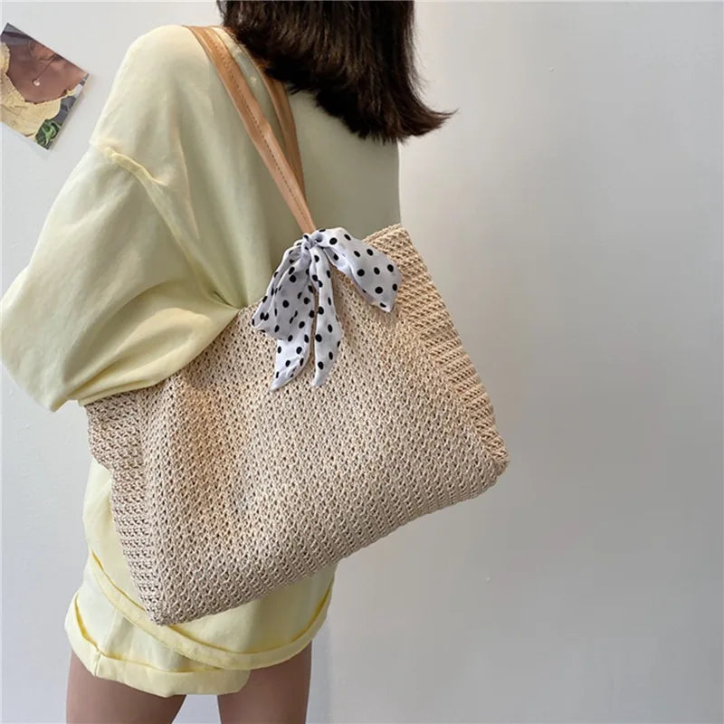 eybag Fashion Straw Weave Tassel Women Shoulder Bags New Female Handbags Large Capacity Summer Beach Straw Bags Casual Tote Purses