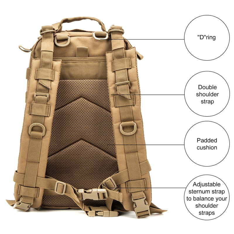 eybag Men Army Military Tactical Backpack 1000D Polyester 30L 3P Softback Outdoor Waterproof Rucksack Hiking Camping Hunting Bags