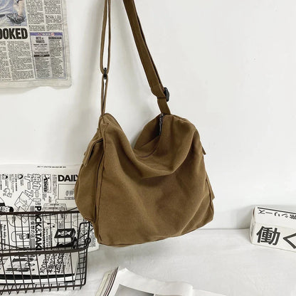 eybag New Trendy Women Shoulder Bag Men Female Solid Color Large Capacity Canvas Shopping Crossbody Bags Travel Messenger School Bag