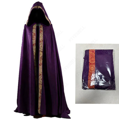 -Halloween Custom Medieval Halloween Cosplay Cloak Hooded Coat Vintage Gothic Cape Coat Long Trench Halloween Cosplay Costume Wizard Cloak