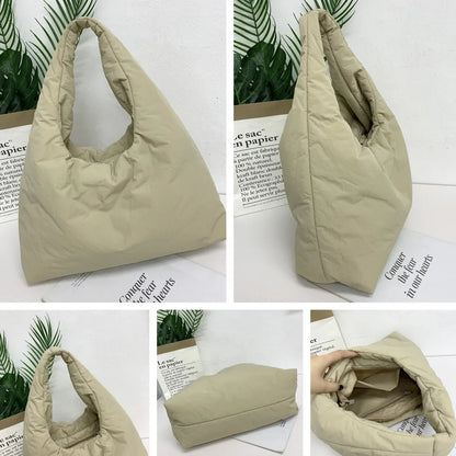 eybag Puffy Padded Shoulder Bag Cotton Quilting Handbags Soft Warm Cloud Armpit Bags for Women Large Space Down Shopper Purses Clutch