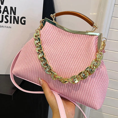 eybag Designer Shell Clip Weave Wallet Bags ChainShoulder Bag Luxury Evening Clutch Party Hot Pink Handbag And Purse Chic Hobo Bags