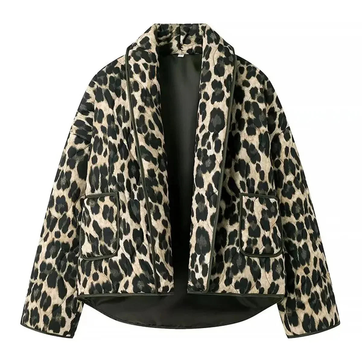 eybag Vintage Leopard Print Quilted Jacket Women Loose Casual Coat 2024 Autumn Winter New In Clothes Street Cardigan Jackets Outfit