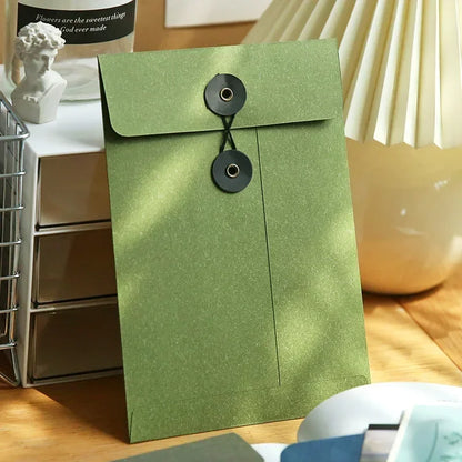 eybag Kraft Paper Envelope Vintage Winding Ticket File Documents Bag with Button String Tie Retro Business Greeting Cards Storage Bag