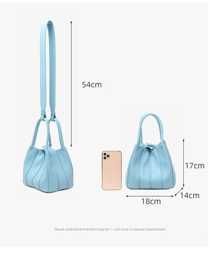 eybag Fashion Folds Women Bucket Bag PU Leather Shoulder Bags Brand Designer Ladies Crossbody Messenger Bags Totes Female handbag