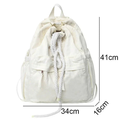 eybag Canvas Vintage Girl Leisure Drawstring Book Bag Female Brown Laptop College Backpack Women Travel School Bag Fashion Cool