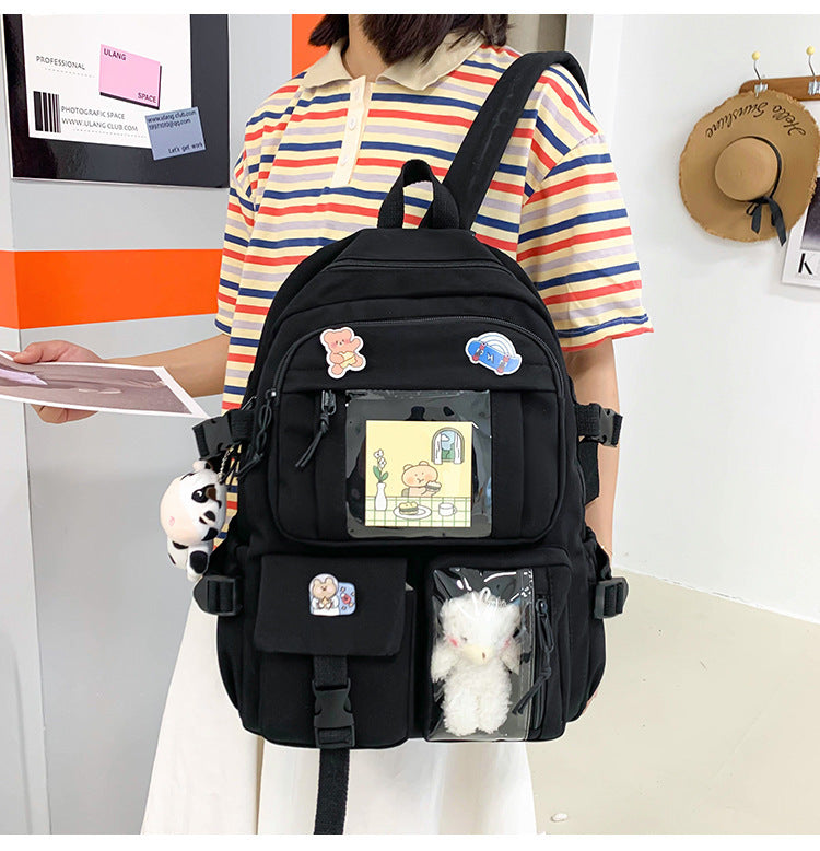 eybag Cute Student Backpacks Waterproof Multi-Pocket Nylon Multifunction  School Backpack for Female Girls Kawaii Laptop Book Pack New