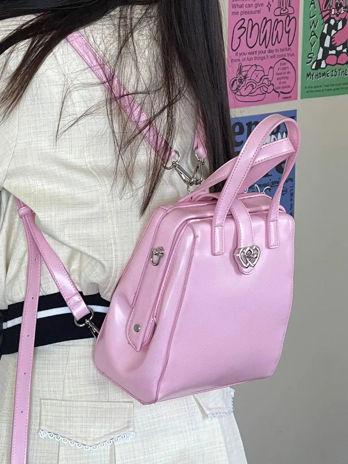 eybag Vintage Heart Y2k Mochila Women Leather Hot Girls Handle Pink Mini Backpack schoolbag Female Harajuku Black Backpacks Aesthetic