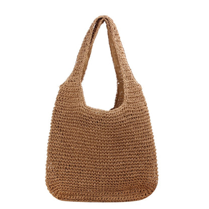 Lkblock Fashion Rattan Women Shoulder Bags Straw Woven Female Handbags Large Capacity Summer Beach Straw Bags Casual Totes Purses 2022