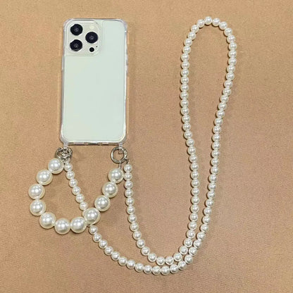 eybag DIY Luxury Pearl Chain Crossbody Strap Shockproof Acrylic Lanyard Phone Case for iPhone 14 13 12 PRO 15 Pro Max X XS 12 MINI