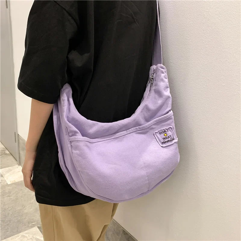 eybag Student Shoulder Crossbody Bag Women Large Capacity Book Bag Male Trendy Cool Messenger Bag Canvas School Bags For Teenage Girls