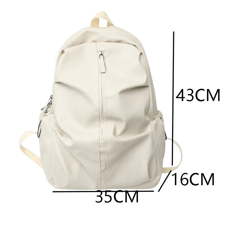 eybag Unisex Backpack Casual Fashion Large Capacity School Bag Simple Trendy PU High Quality Travel Bag Couple Bag