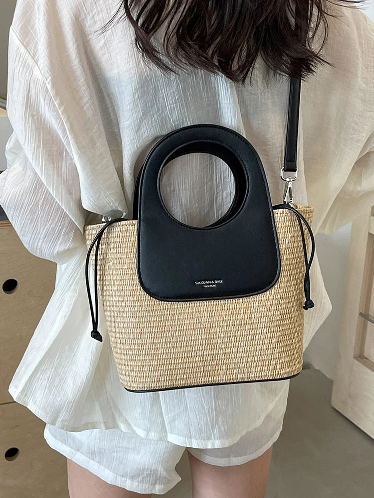 eybag Straw Tote Shoulder Crossbody Bags for Women Summer Beach Handbags and Purses 2024 New Trendy Design Ladies Messenger Bag