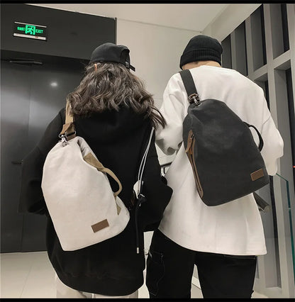 eybag Vintage Style Canvas Backpack Women and Men Unisex Chest Bag Large-capacity Crossbody Bags 3way Shoulder Bag Tote Bucket Bag