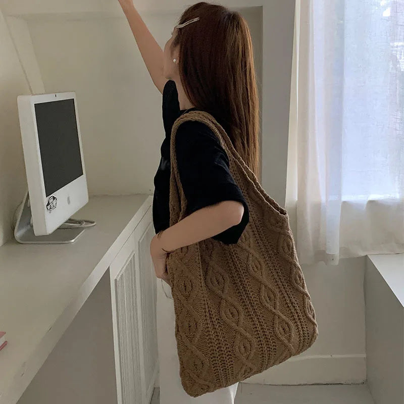 eybag Shopper Bags For Women Trend 2024 Cross Body Tote Bag Knitted Sweater Bucket Women's Shoulder Bag Korean Popular Luxury Designer