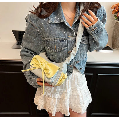 eybag Y2K Denim Bow Underarm Tote Design Handbags and Purses Women Shoulder Crossbody Bags 2024 New Jeans Messenger Clutch Bag