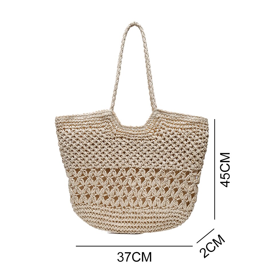 eybag Casual Design Straw Weave Bags Trend Luxury Women Shoulder Bag Fashion Female Beach Handbags Large Capacity Travel Tote Bag Sac