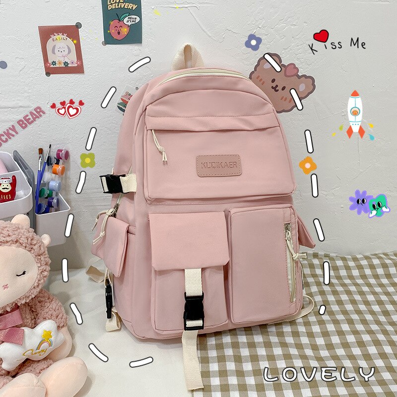 eybag Canvas Backpack Korean Large-capacity Multilayer Junior High School Student Schoolbag Light Simple Travel Bag Canvas Bookbag