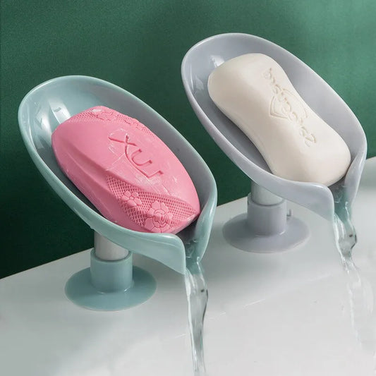 eybag 2pcs Drain Soap Holder Leaf Shape Soap Box Suction Cup Tray Drying Rack for Shower Sponge Container Kitchen Bathroom Accessories