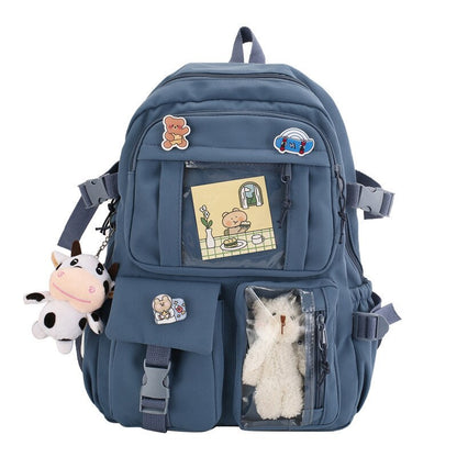 eybag Cute Student Backpacks Waterproof Multi-Pocket Nylon Multifunction  School Backpack for Female Girls Kawaii Laptop Book Pack New