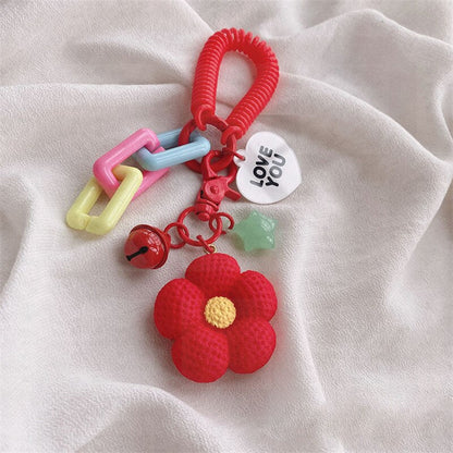 eybag Delicate Strawberry Flower Keychain Peach Key Ring Personalized Ins Resin Bag Pendant Key Ring Girl Friend Gift Wholesale