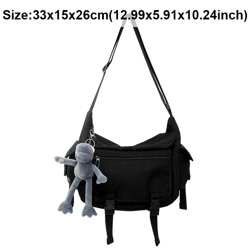 eybag Simple Crossbody Bag Women's INS Japanese Large Capacity Function Single Shoulder Messenger Bag Female Unisex College School Bag