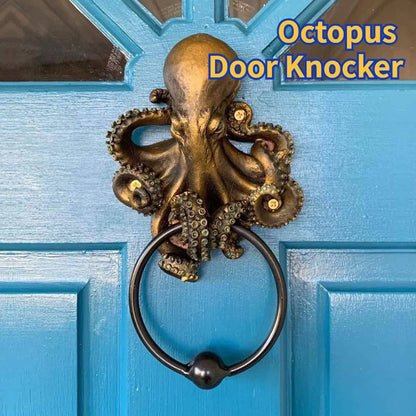 -Halloween Octopus Skull Door Knocker Unique Bizarre Gothic Home Decoration Resin Handicrafts Outdoor Garden Decors Towel Hanging Rack