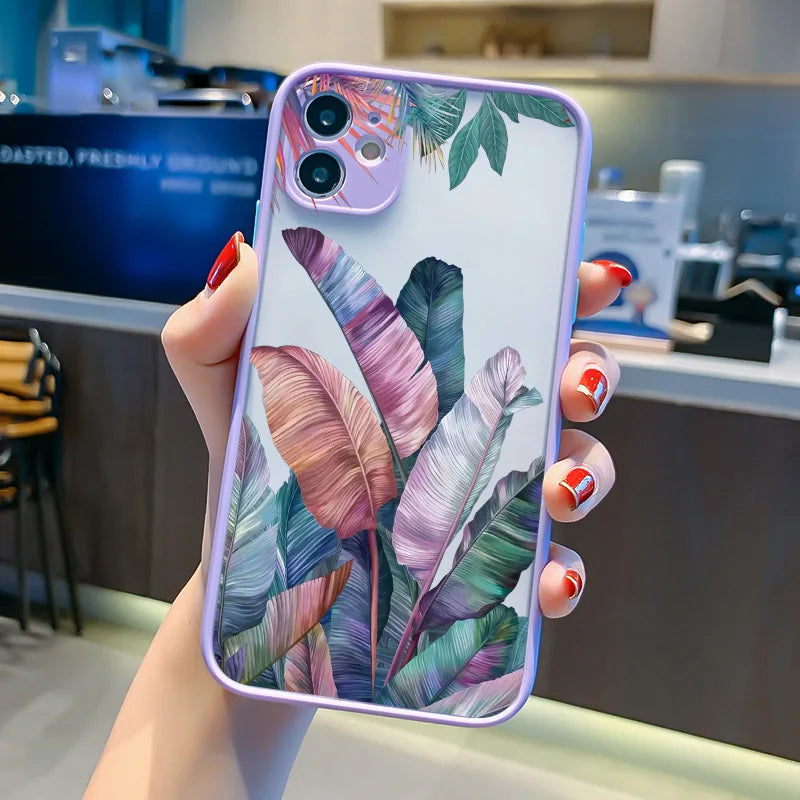 eybag Palm tree Leaves Plant Flower Phone Case for iphone 11 12 13 14 15 Pro Max 7 8 Plus X XR XS MAX Back Shockproof Cover Fundas