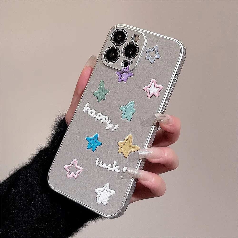 eybag Electroplated Heart Stickers Phone Case for IPhone 15 14 11 Pro Max Plus 13 12 Mini X XS Max XR 7 8 Plus SE Shockproof Cover