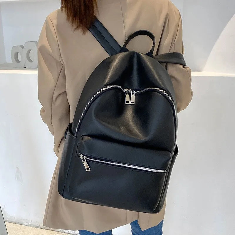 eybag Women School Bag High Quality Pu Leather Luxury Shoulder Bags Designer Large Capacity Casual Versatile Backpack Solid Color