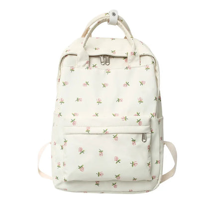 eybag New Flowers Waterproof Nylon Women Backpack Female Buckle Portable Travel Bag Kawaii Girl Schoolbag Preppy Small Bookbag