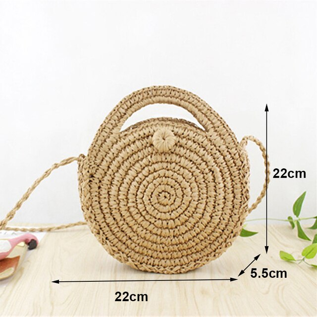 Lkblock New Half Round Straw Bags for Women Summer Beach Rattan Bag Handmade Woven Half Moon Crossbody Handbags Bohemia