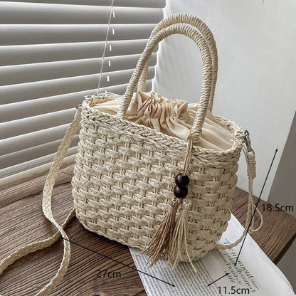 eybag Retro Top Handle Design Crossbody Bag for Women Branded Simple Summer Straw Woven Handbags Female Hollow Basket Shoulder Bags