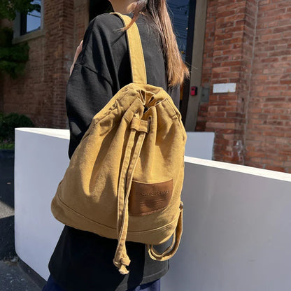 eybag New Drawstring Canvas Backpack For Women Leisure School Backpack Trendy Cool Female Schoolbag Boy Girl Kawaii Travel Student Bag